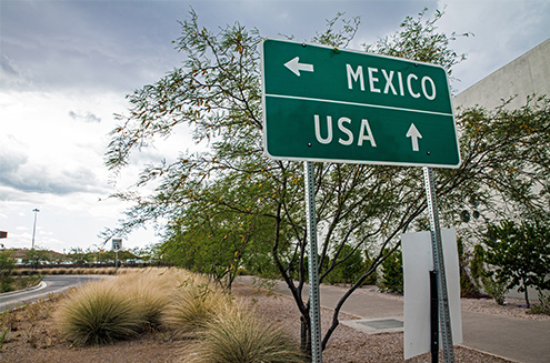 Mexico US Border Signs