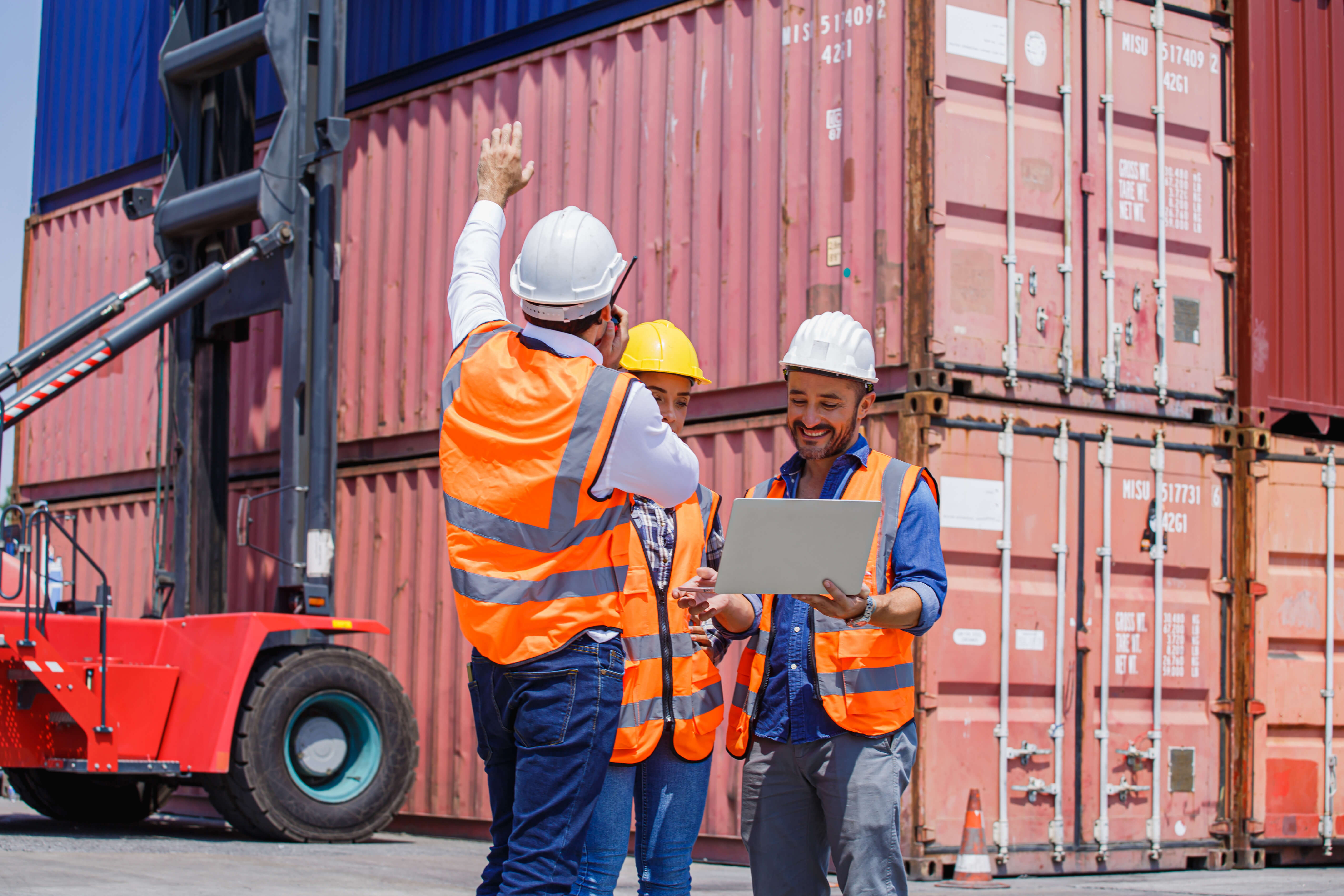 Workers Intermodal Containers